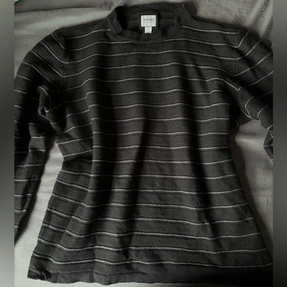 Armani Collezioni Men’s Black and White Striped Sweater - Picture 5 of 6